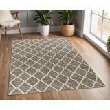 Tapis gris foncé tissé à la main à motif de losanges