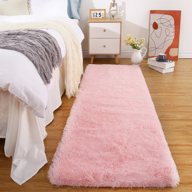 Pink Washable Shag Area Rugs Non-Slip Fluffy Shag Plush Fuzzy Shaggy Rug for Living Room, Bedroom, Home Decor, Runner 2' x 6'