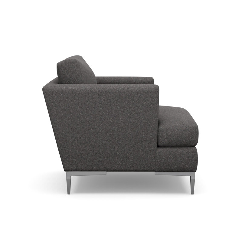 Aiden Accent Chair, Polished Stainless, Rise Charcoal (Performance fabric) 1357-95