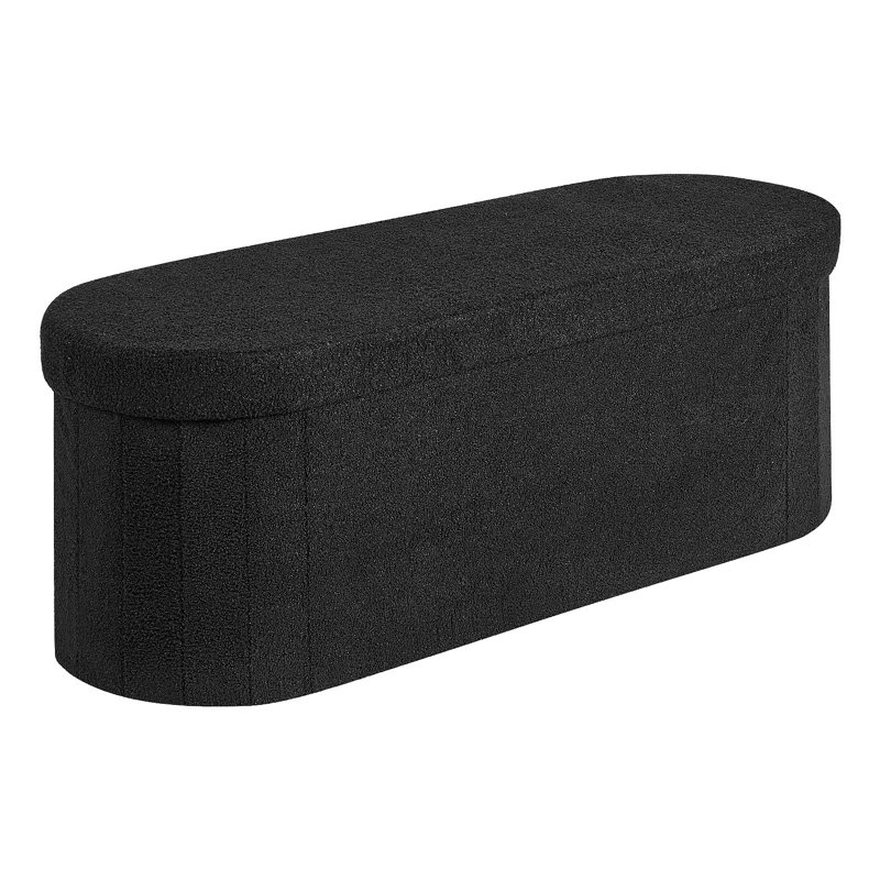 Banc de rangement ovale avec repose-pieds, banc de lit pliable en molleton pliant, coffre pliant avec repose-pieds et grand espace de rangement