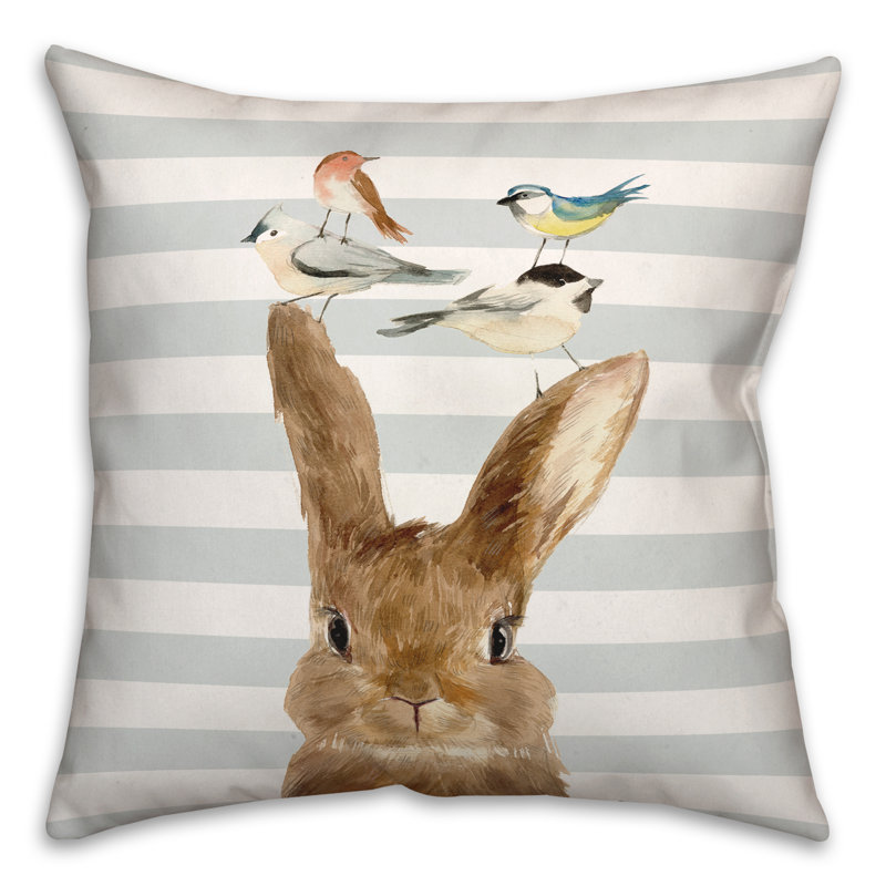 Housse et insert de coussin carré Rabbit and Birds