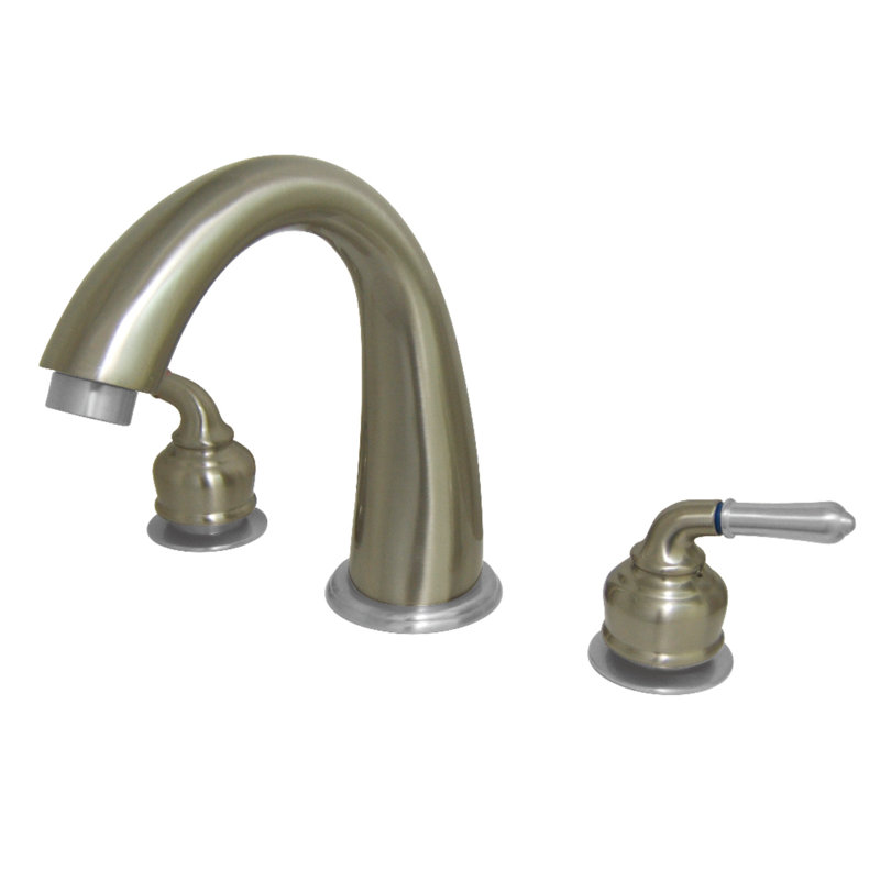 Kingston Brass Milano Two-Handle 3-Hole Deck Mount Roman Tub Faucet, Brushed Nickel