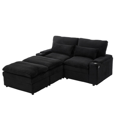 Modular Convertible Sofa Bed with Storage,USB Ports & Cup Holders