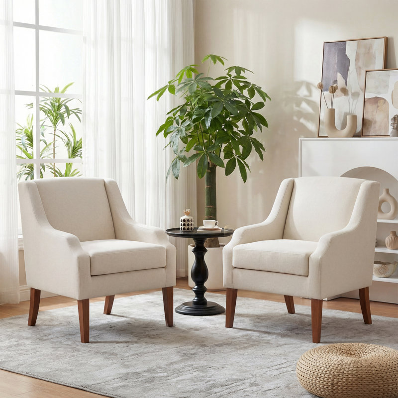 Chaise d'appoint rembourrée Halcott, Beige
