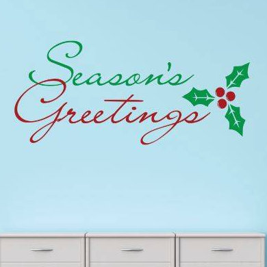 Décalcomanie murale greetings de la saison, Rouge / Vert, H 12 po x l 30 po x P 0,16 po