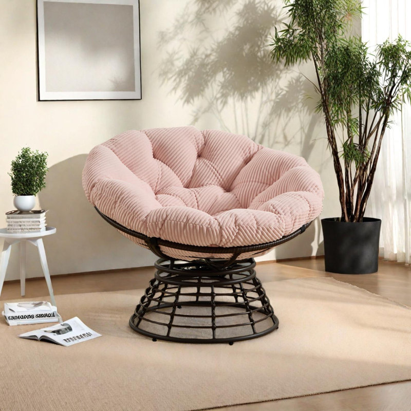 Fauteuil Papasan ergonomique et confortable avec pivot à 360 ° et coussin épais pour une utilisation intérieure / extérieure