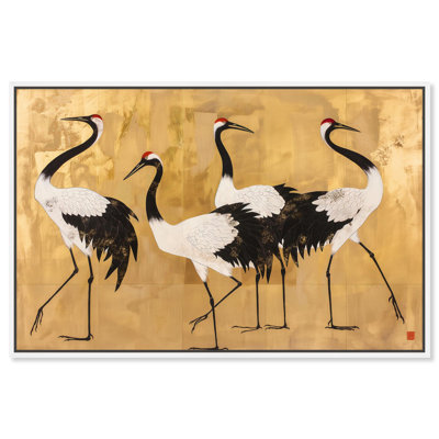 Oiseaux d'or, art rétro sur toile par 