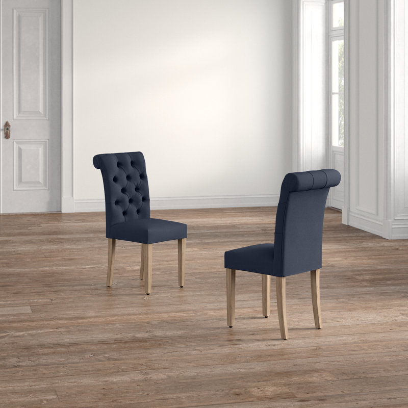 Chaise d'appoint rembourrée à dossier roulé Monarda, Bleu