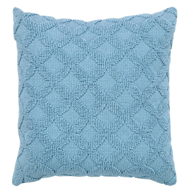 Cotton Reversible Throw Pillow, Aqua