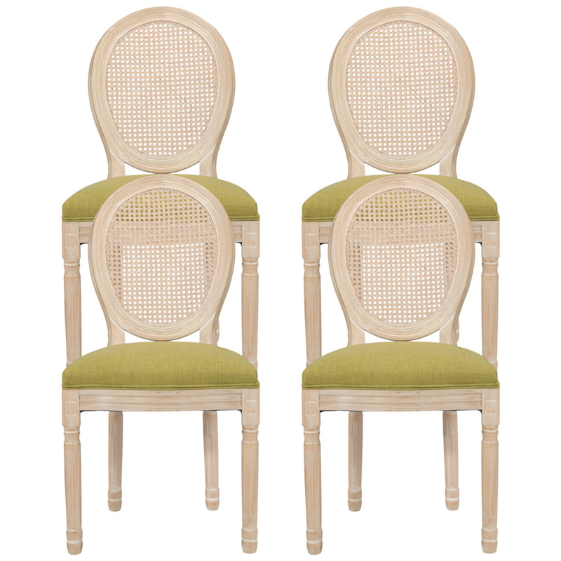 Chaise d'appoint rembourrée H 18,9 po Amando, 4, Vert moutarde, Bois de chêne