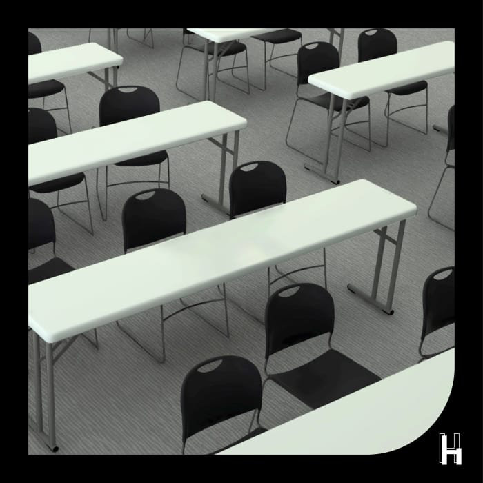 Baldwin 96" White Steel Folding Seminar Table