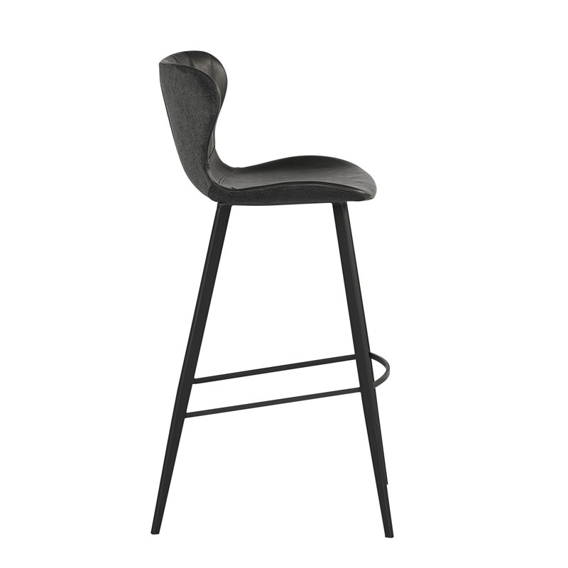 Arabella Upholstered Bar Stool, Black, Bar Stool (30" Seat Height)