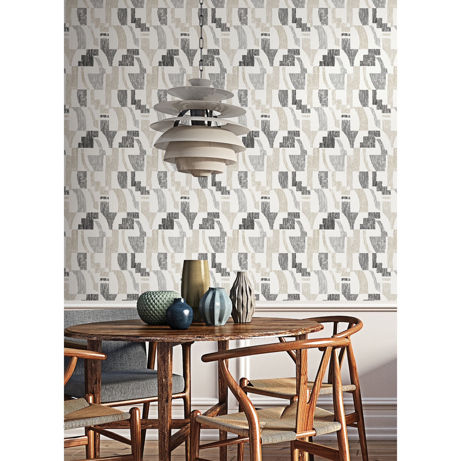 Sarda Modern Peel & Stick Geometric Wallpaper, Taupe