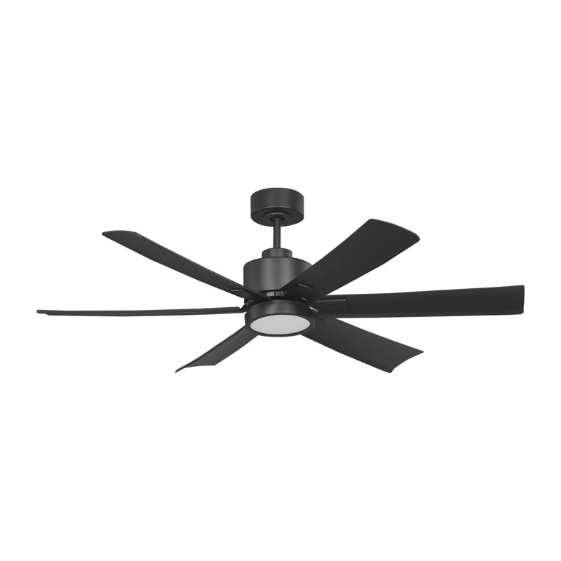 Generation Lighting Fan Teasley Indoor Ceiling Fan with Threaded Downrod, Midnight Black ABS blades and Handheld Remote