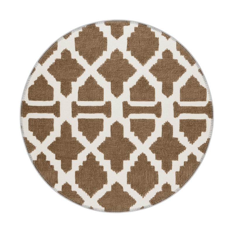 Tapis brun intérieur et extérieur Trellis, Rond 5 pi