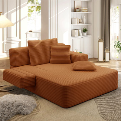 Très grand canapé-lit en velours côtelé moelleux, canapé-lit convertible avec poches de rangement, 3 coussins moelleux, canapé sans cadre multifonctionnel pour appartement, cinéma maison, chambre d'amis