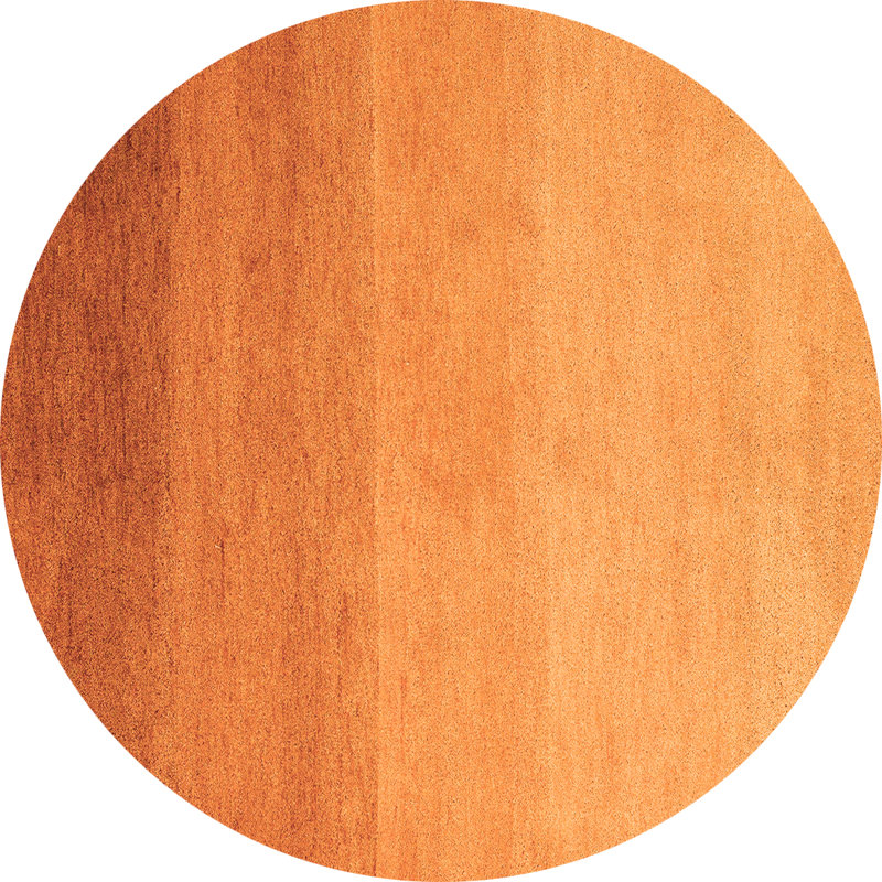 Tapis orange en laine et polyester à tissage machine abstrait, Rond 4 pi