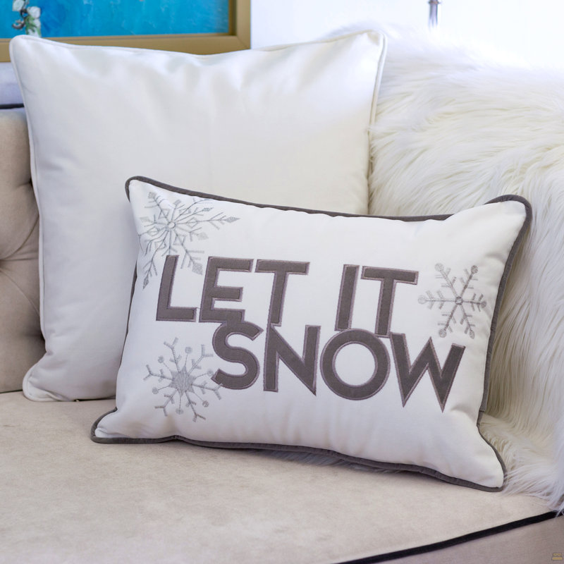 Coussin en velours Nneka Let It Snow, Simple, Blanc