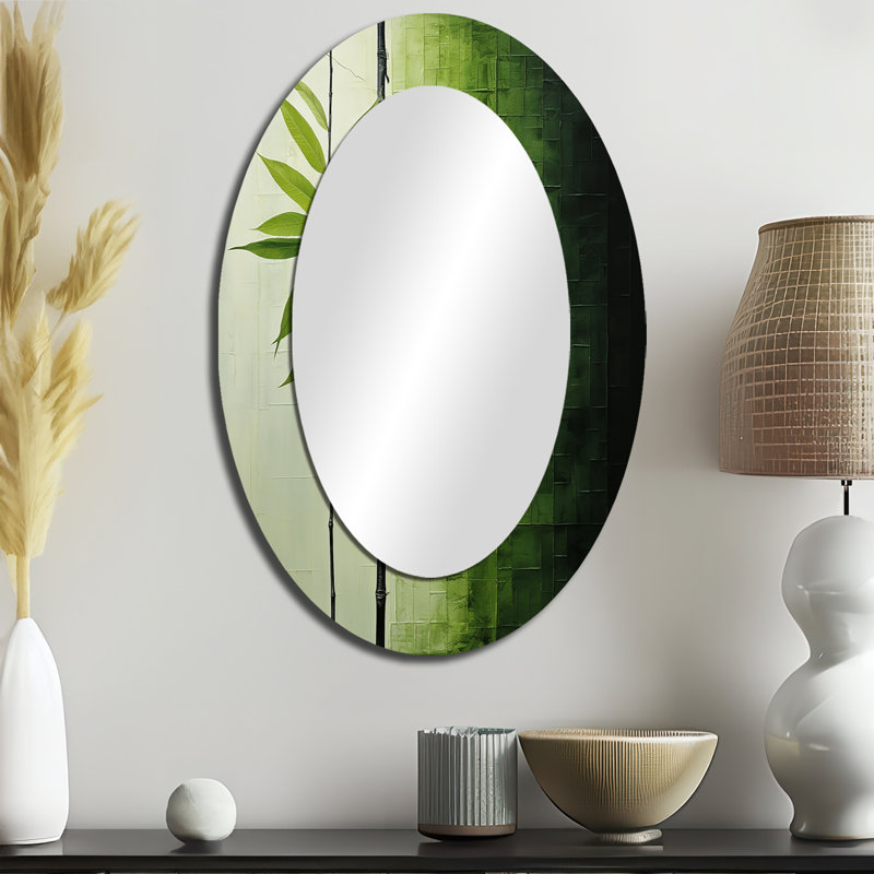 Green Ferm Simple Collage III - Green Oval Wall Mirror Decor, 36" x 24"