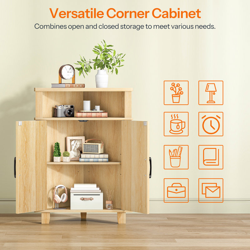 Small Corner Cabinet with 1 Adjustable Shelf