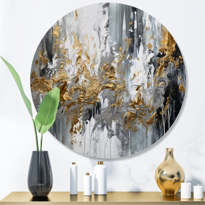 Black And White Delicate Brushstrokes I - Abstract Marble Metal Wall Décor