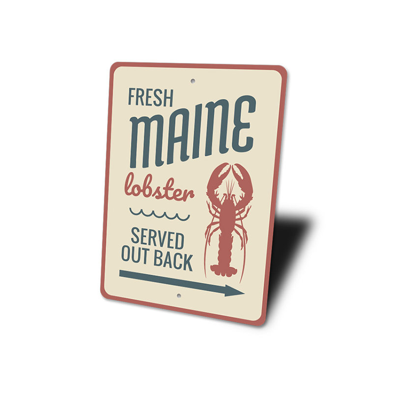 Plaque en aluminium Fresh Maine Lobster, H 18 po x l 12 po x P 0,06 po