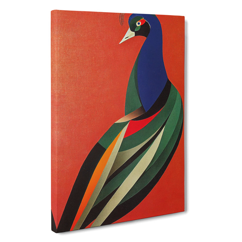 Peacock In Abstract No.6 - Wall Art, 50cm H x 35cm W x 3cm D, Wrapped Canvas