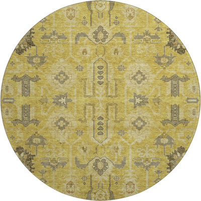 Premium Machine Washable Prisco Gold Rug