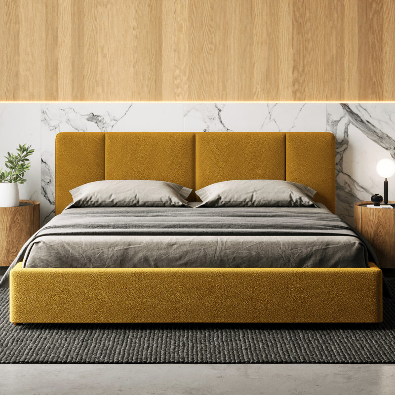 Ruthie Upholstered Bed, King, Mustard