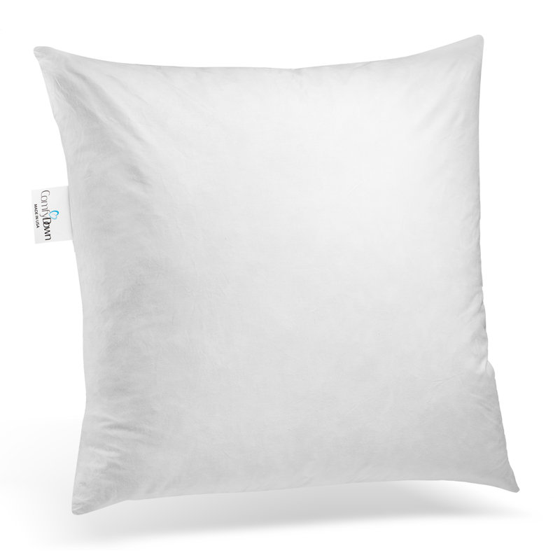 Modern Plush Feather-Filled Cotton Throw Pillow, 16" Square
