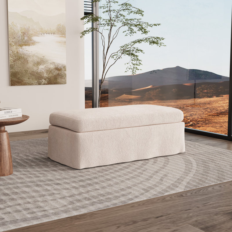 Grand repose-pieds rembourré avec housse 45,8 po, Beige