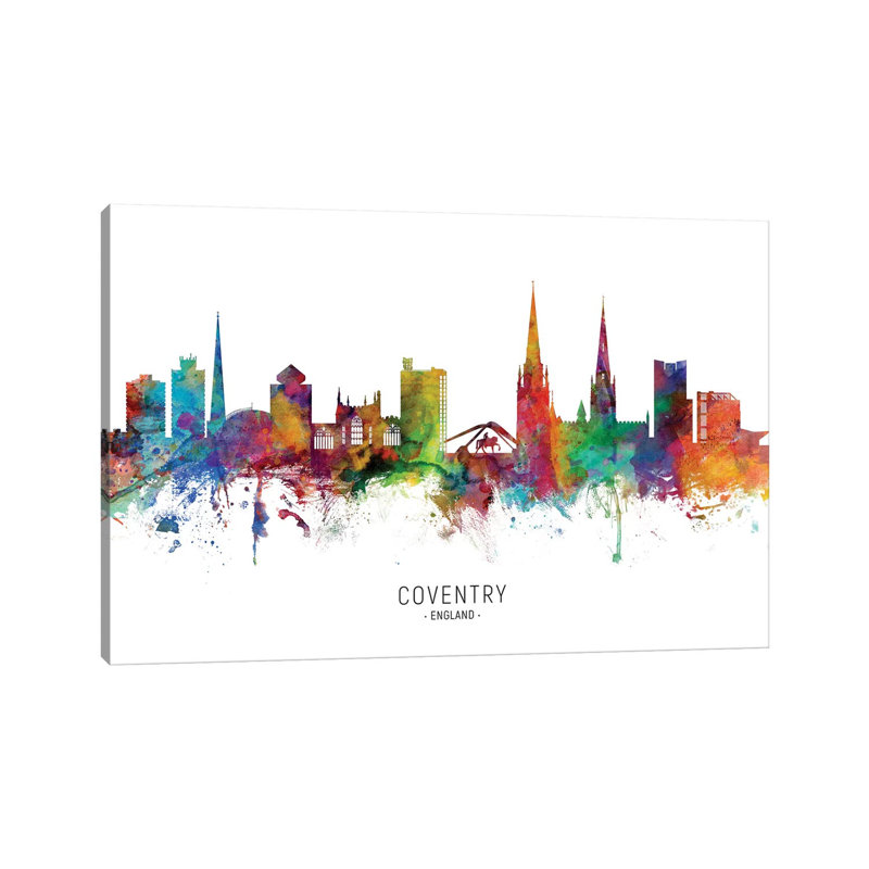 Coventry England Skyline by Michael Tompsett - Wrapped Canvas Painting, 101.6 cm H x 66.04 cm W x 1.91 cm D