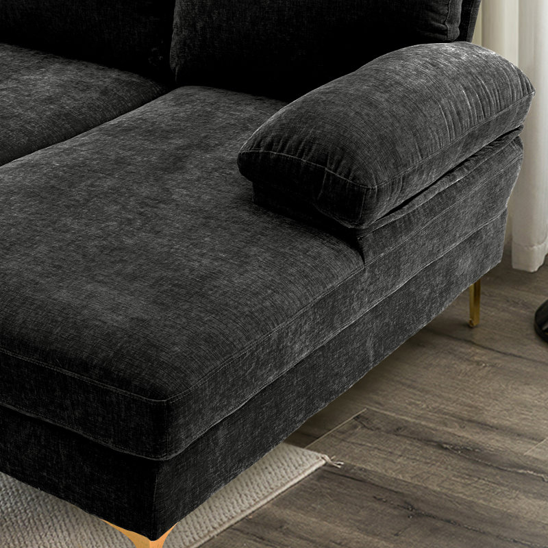 Canapé modulaire 3 pièces Donnica, 100 % polyester noir