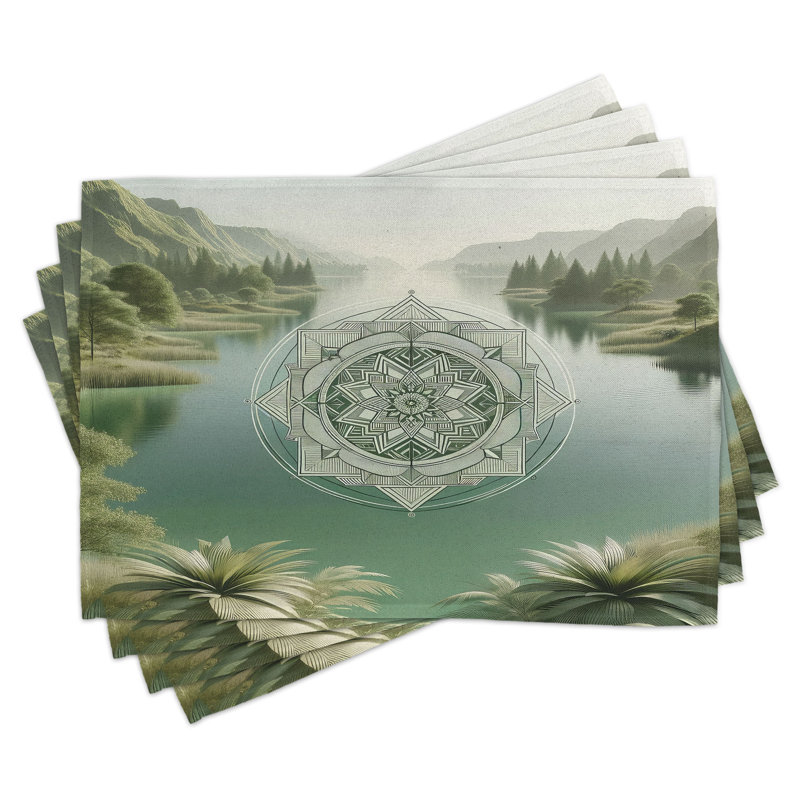 Ensemble de 4 napperons vert ardoise Ambesonne