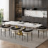 Ensemble de table de salle à manger avec plateau en pierre frittée extensible de 94,5 po et fauteuil rembourré 8 pièces