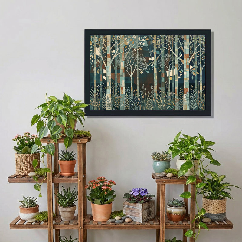 Art mural sur toile bleu et brun, H 24 po x l 36 po
