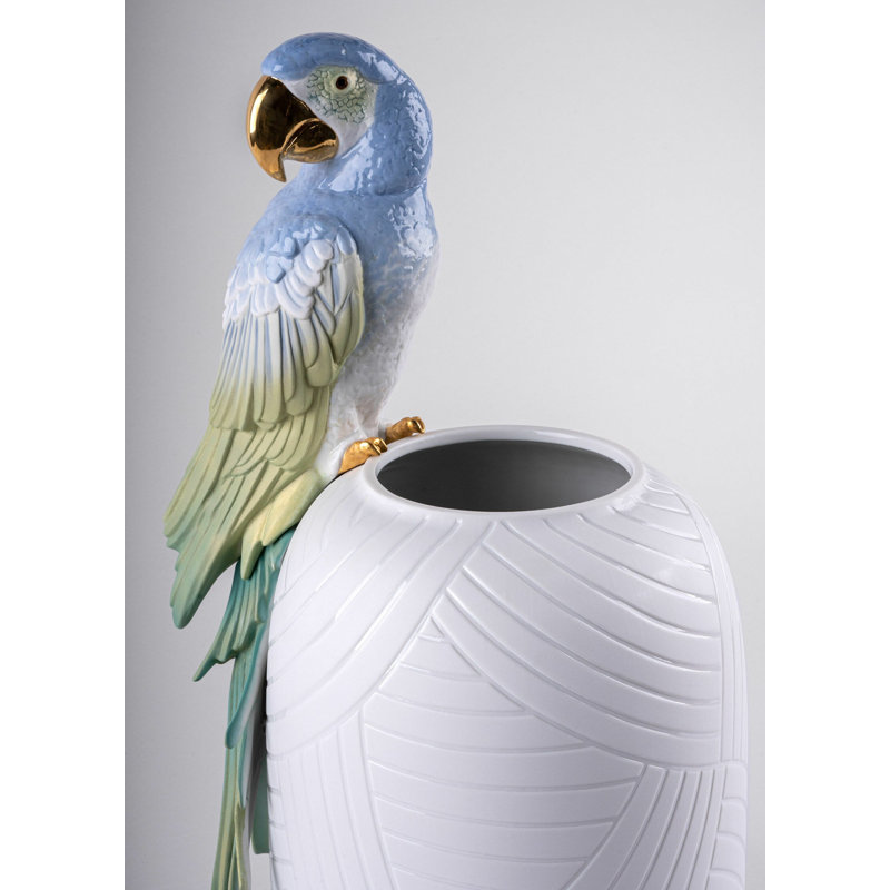 Vase de table en porcelaine fait à la main, Bleu / vert / blanc