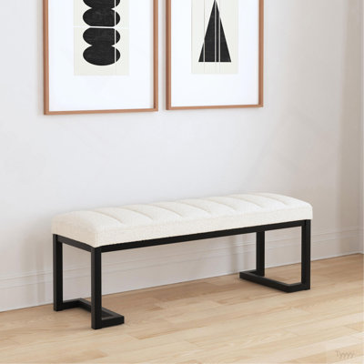 Banc rembourré capitonné Mira Vanilla Boucle