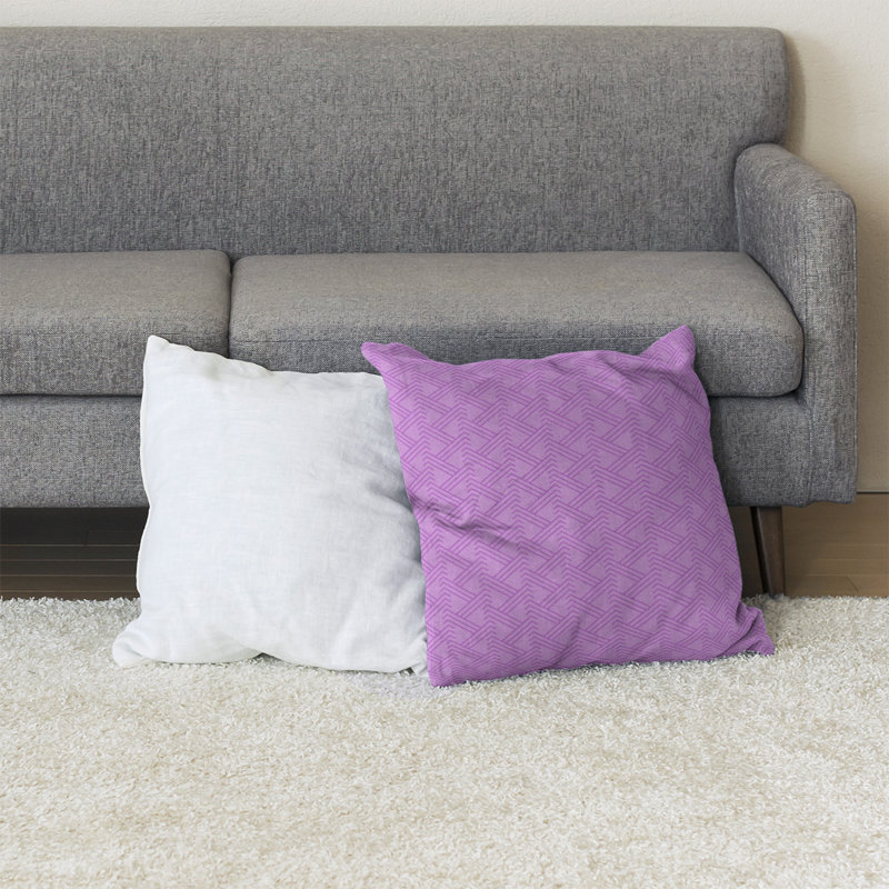 Coussin de sol zig zag classique, 36 po x 36 po, Violet / Blanc