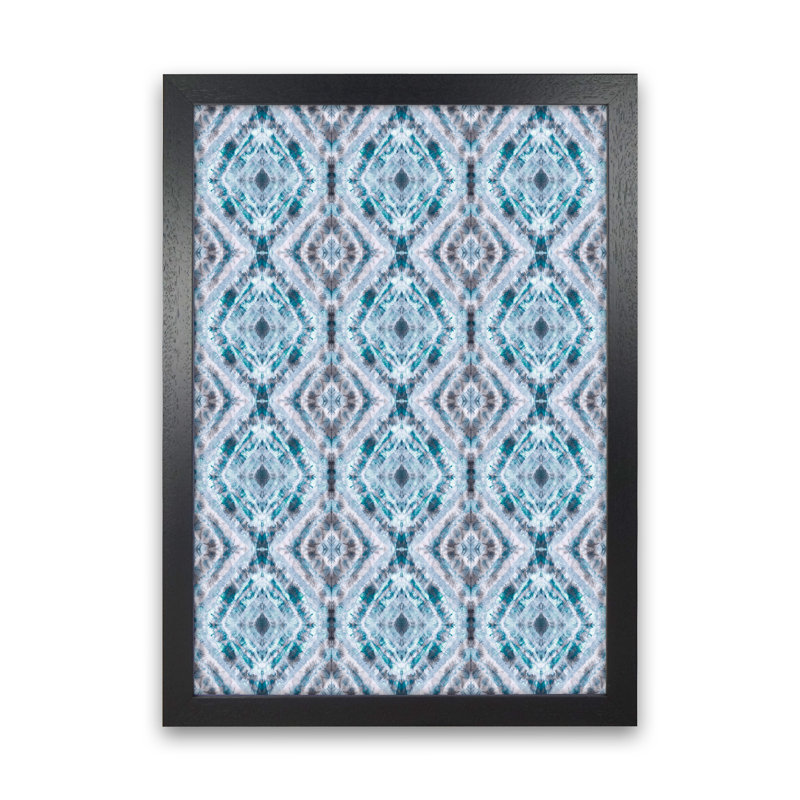 Boho Shibori Blue - Print, 88cm H x 64cm W x 3cm D, Black Framed