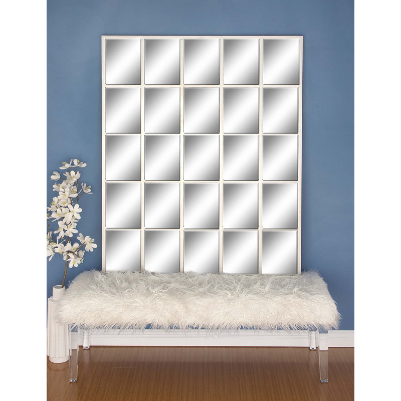 Miroir mural Haider, Rectangle, Argent, 44,25 po x 56 po