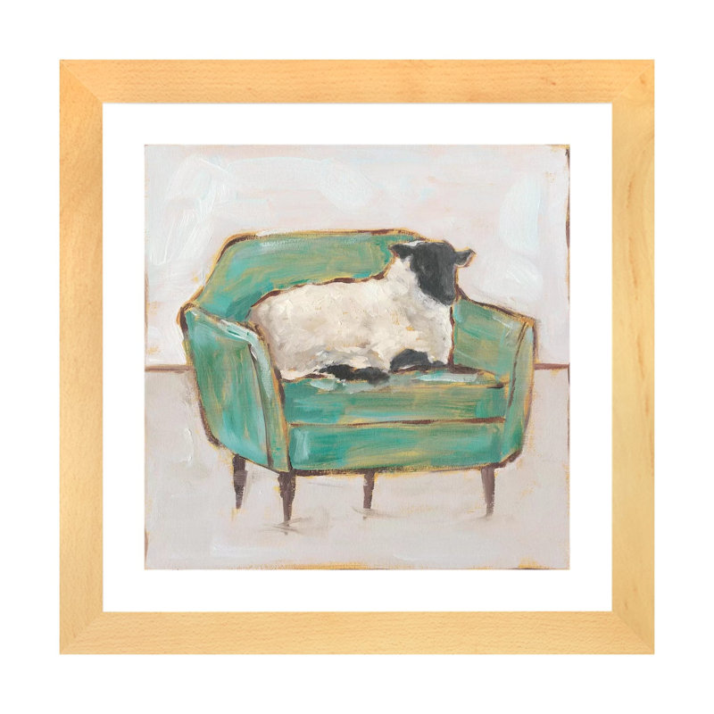 Print, H 24 po x l 24 po x p 1 po, Blanc, Toile avec cadre en bois beige
