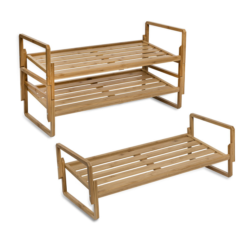 12 Pair Stackable Solid Wood Shoe Rack