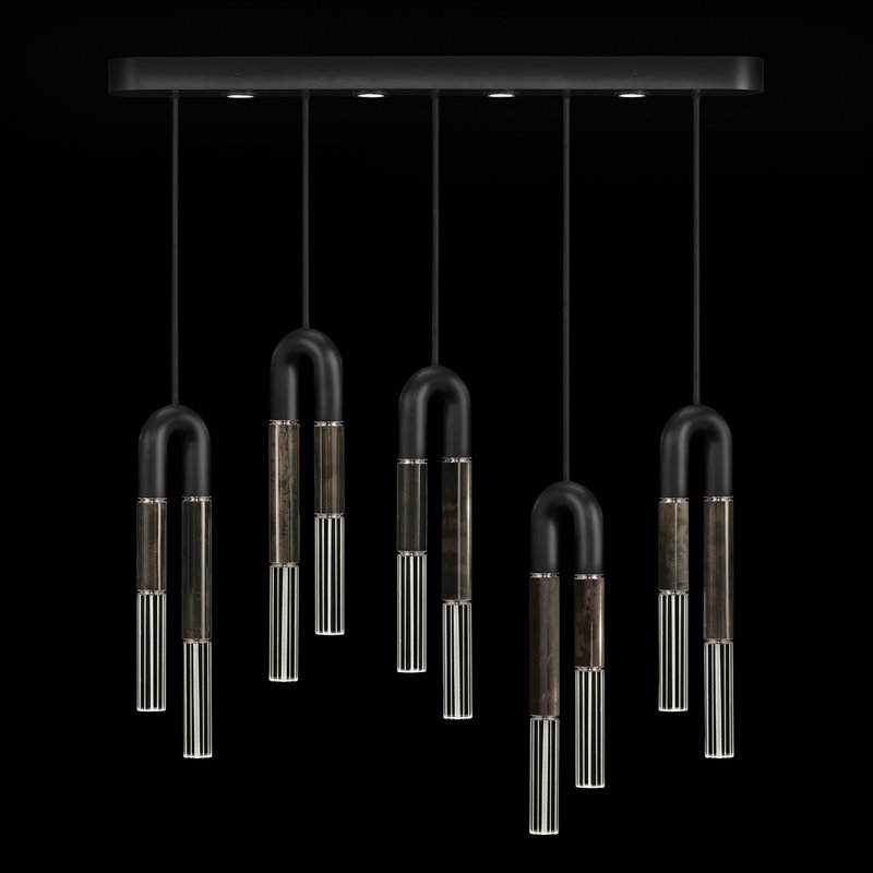Luminaire suspendu linéaire 51,5 po Antonia, Noir / nickel / gris anthracite