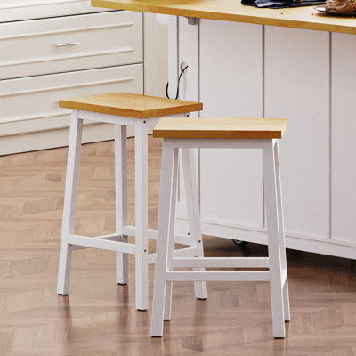 Ensemble de 2 tabourets de bar en bois massif