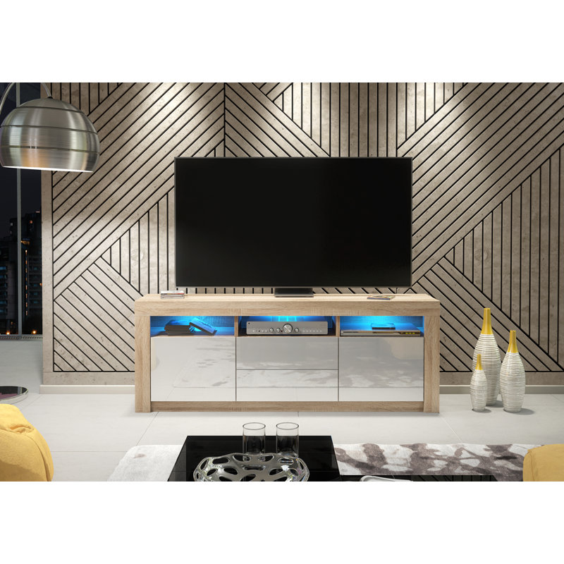 Archivaldo Unfinished TV Stand for TVs up to 48", Oak/White