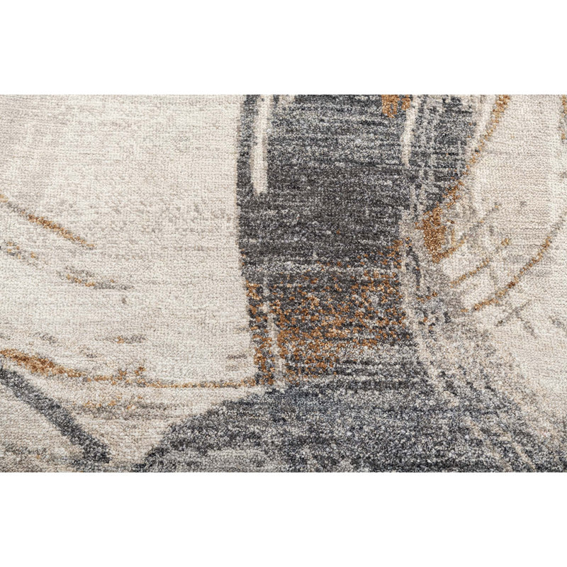 Hand Knotted Abstract Area Rug in Ivory/Brown/Gray, Rectangle 8' x 10'