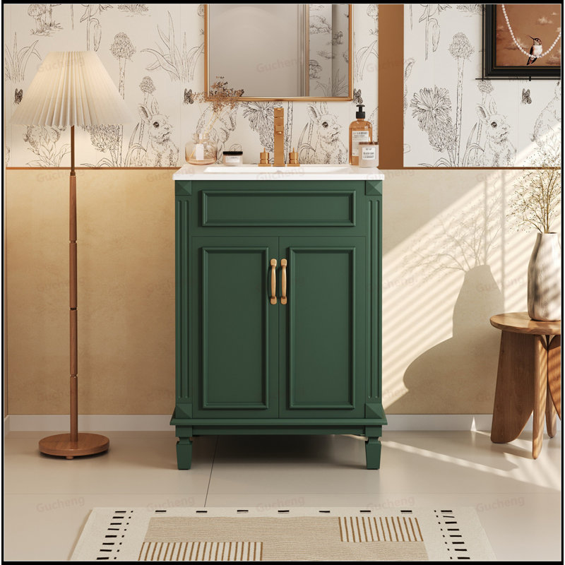 Meuble-lavabo 24 po avec tablette réglable, Vert