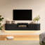 Meuble télé 70 po avec lumières à DEL, centre de divertissement moderne cannelé de style Mid-Century avec tiroir, prise de courant et commande pour application, console murale pour téléviseur de 80 po ou moins-1223040856