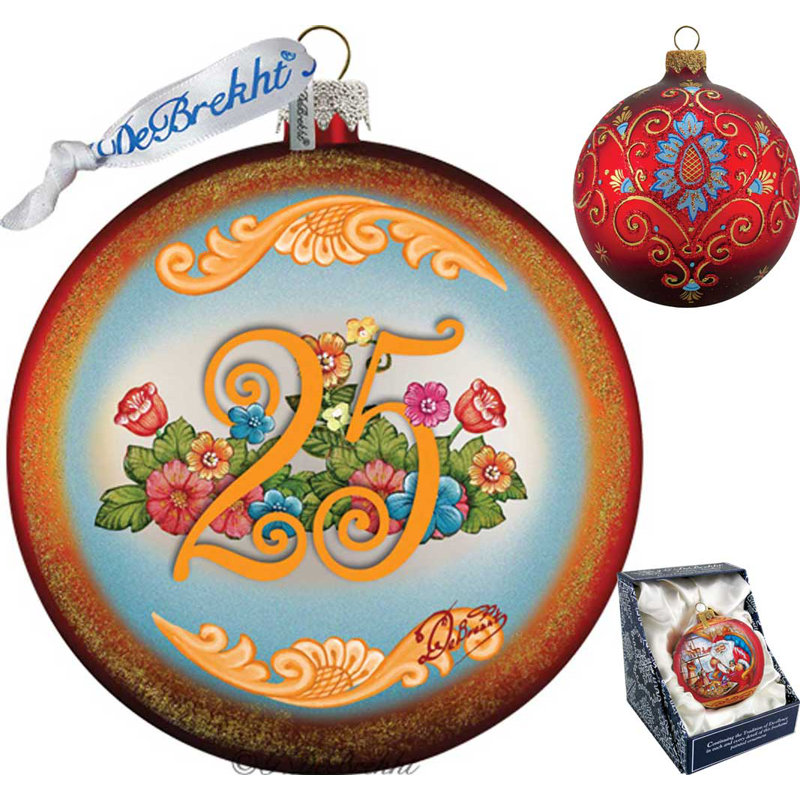 Holiday 3.5'' Handmade Glass Ball Ornament